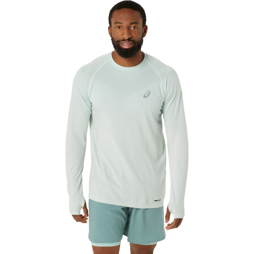 Camiseta ASICS Manga Longa Seamless – Masculino – Verde/Bege