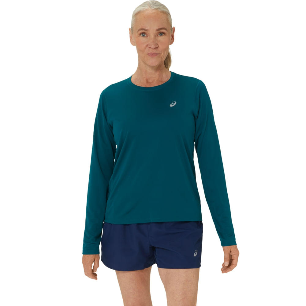 Camiseta ASICS Manga Longa Silver - Feminino - Verde