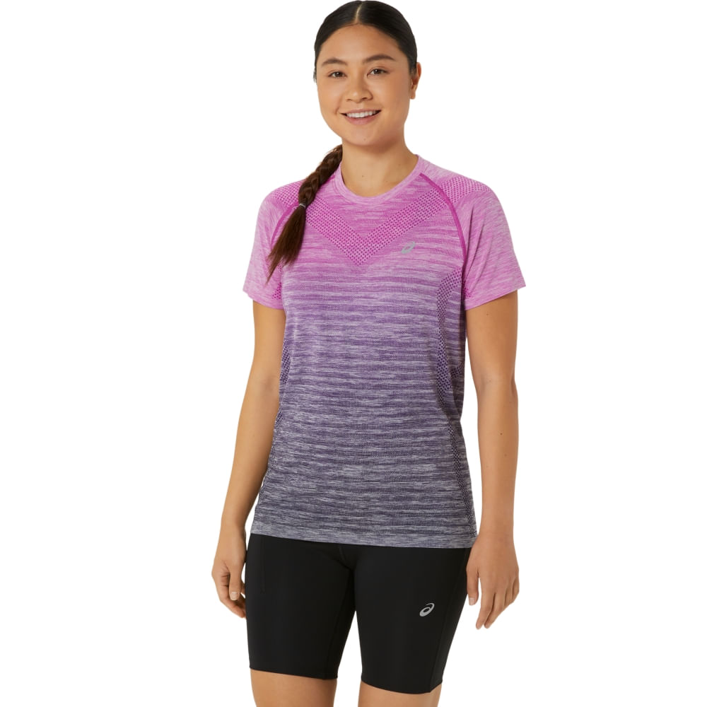 Camiseta ASICS Seamless - Feminino - Rosa/Azul - tam: PP