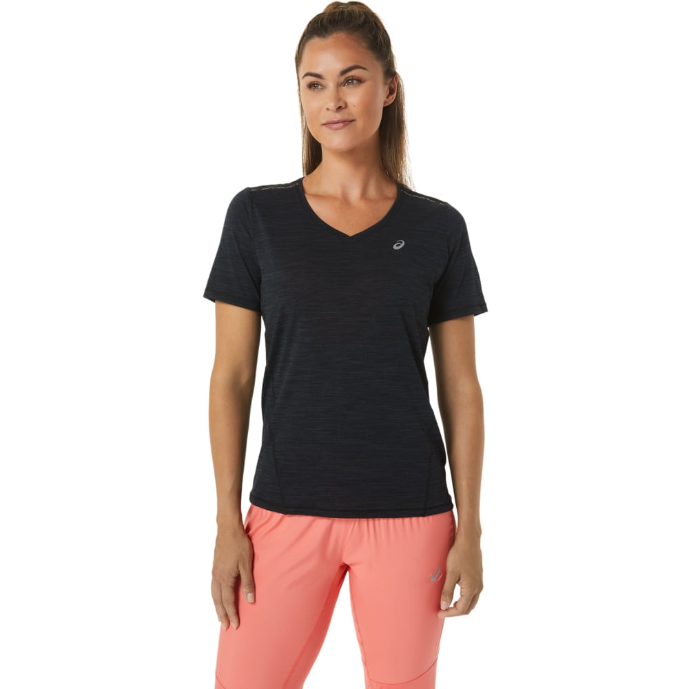 Camiseta ASICS - Feminino - Preto/Cinza