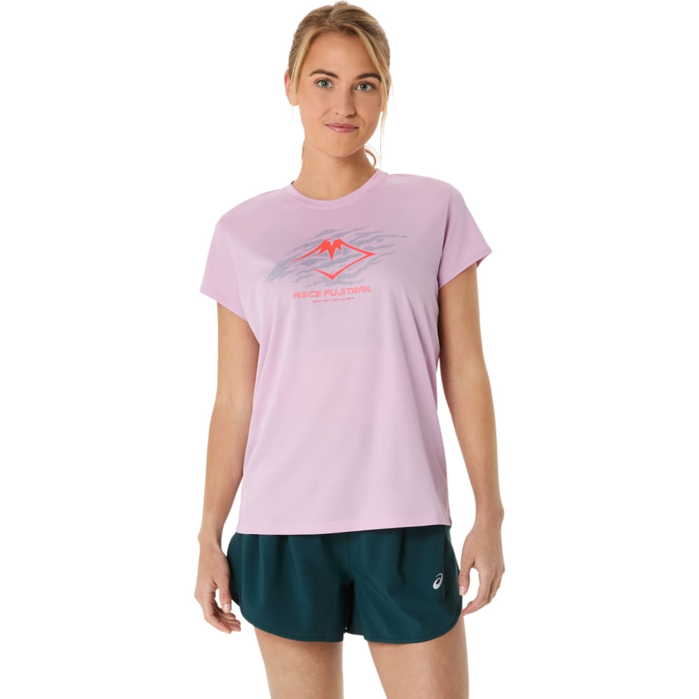 Camiseta ASICS Fujitrail Logo - Feminino - Roxo - tam: P