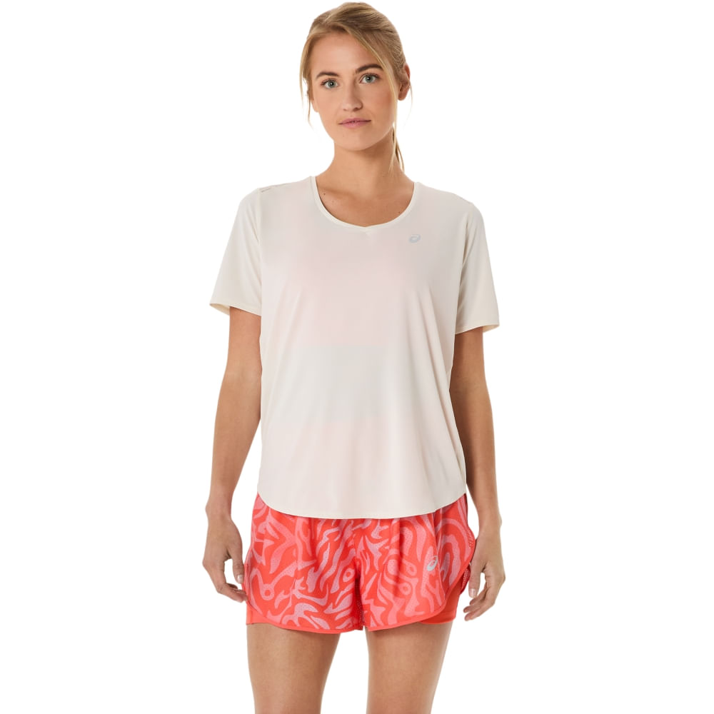 Camiseta ASICS Road Gola V – Feminino – Bege