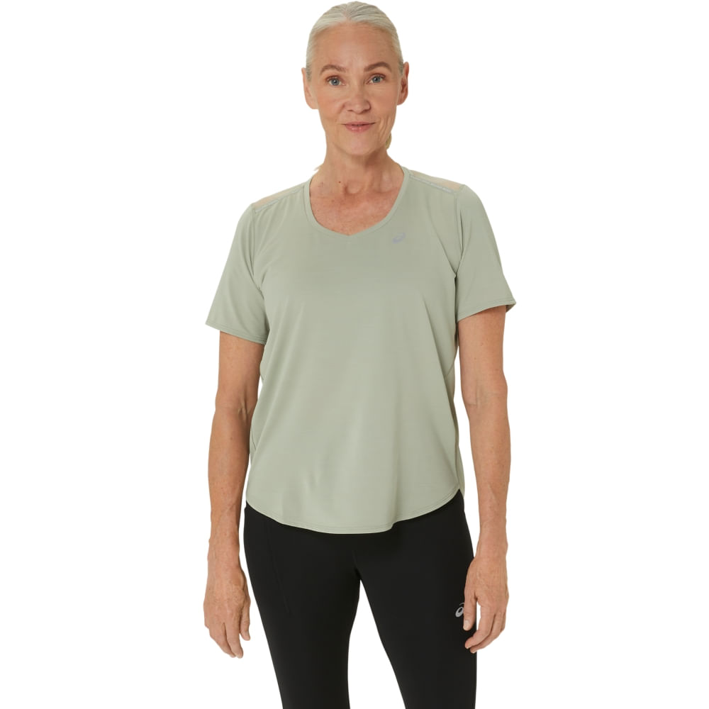 Camiseta ASICS Road Gola V - Feminino - Verde