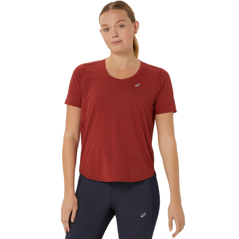 Camiseta ASICS Road Gola V - Feminino - Vermelho - tam: P