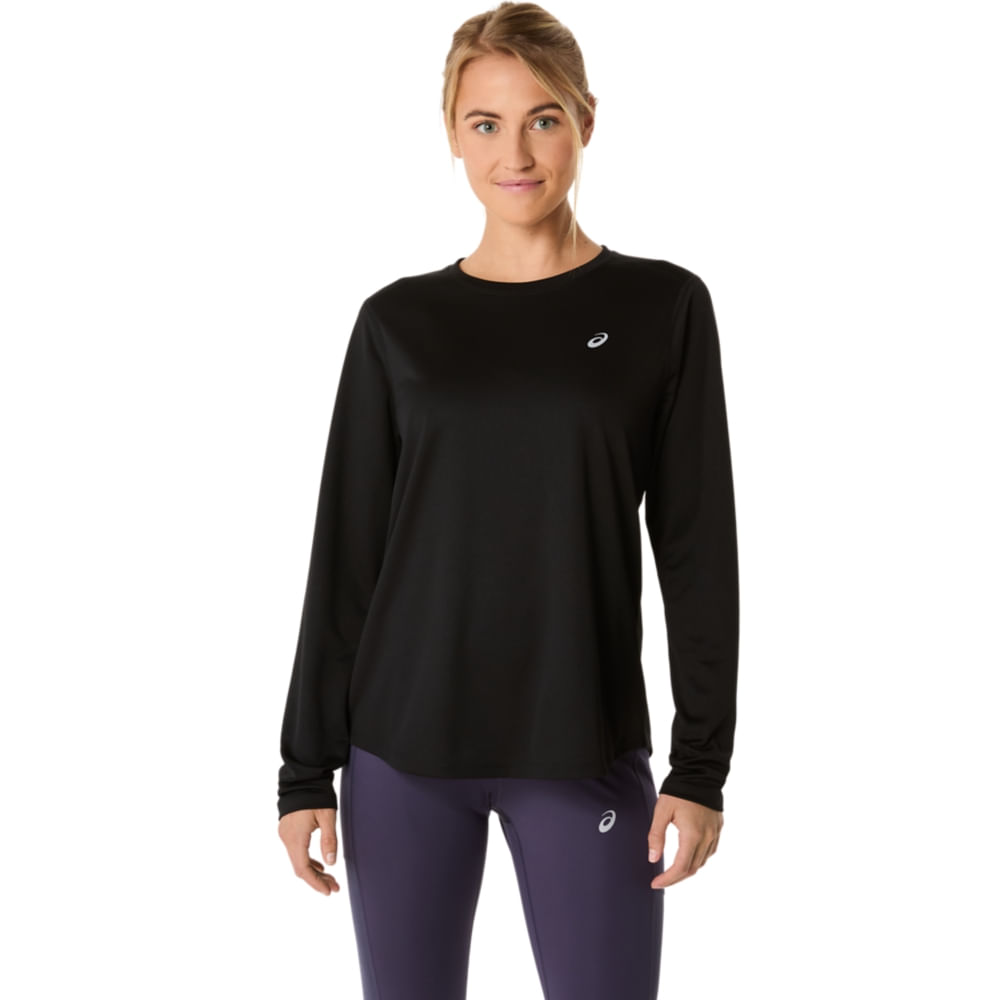 Camiseta ASICS Manga Longa Silver - Feminino - Preto - tam: PP