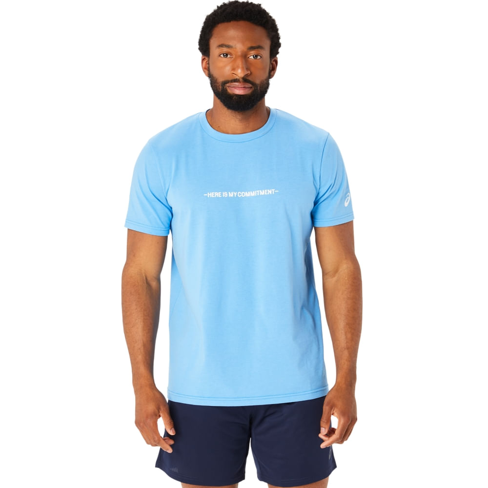 Camiseta ASICS Message Knit - Masculino - Azul