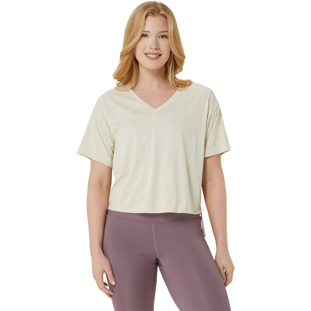 Camiseta ASICS Nagino Flex Heather - Feminino - Bege - tam: P