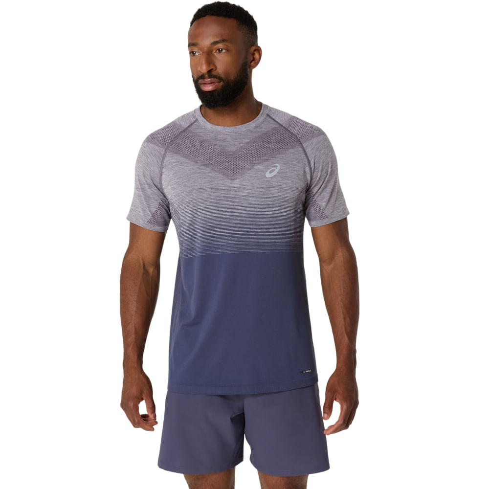 Camiseta ASICS Seamless - Masculino - Cinza/Azul