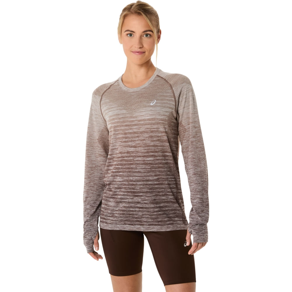 Camiseta ASICS Manga Longa Seamless - Feminino - Marrom/Marrom - tam: PP