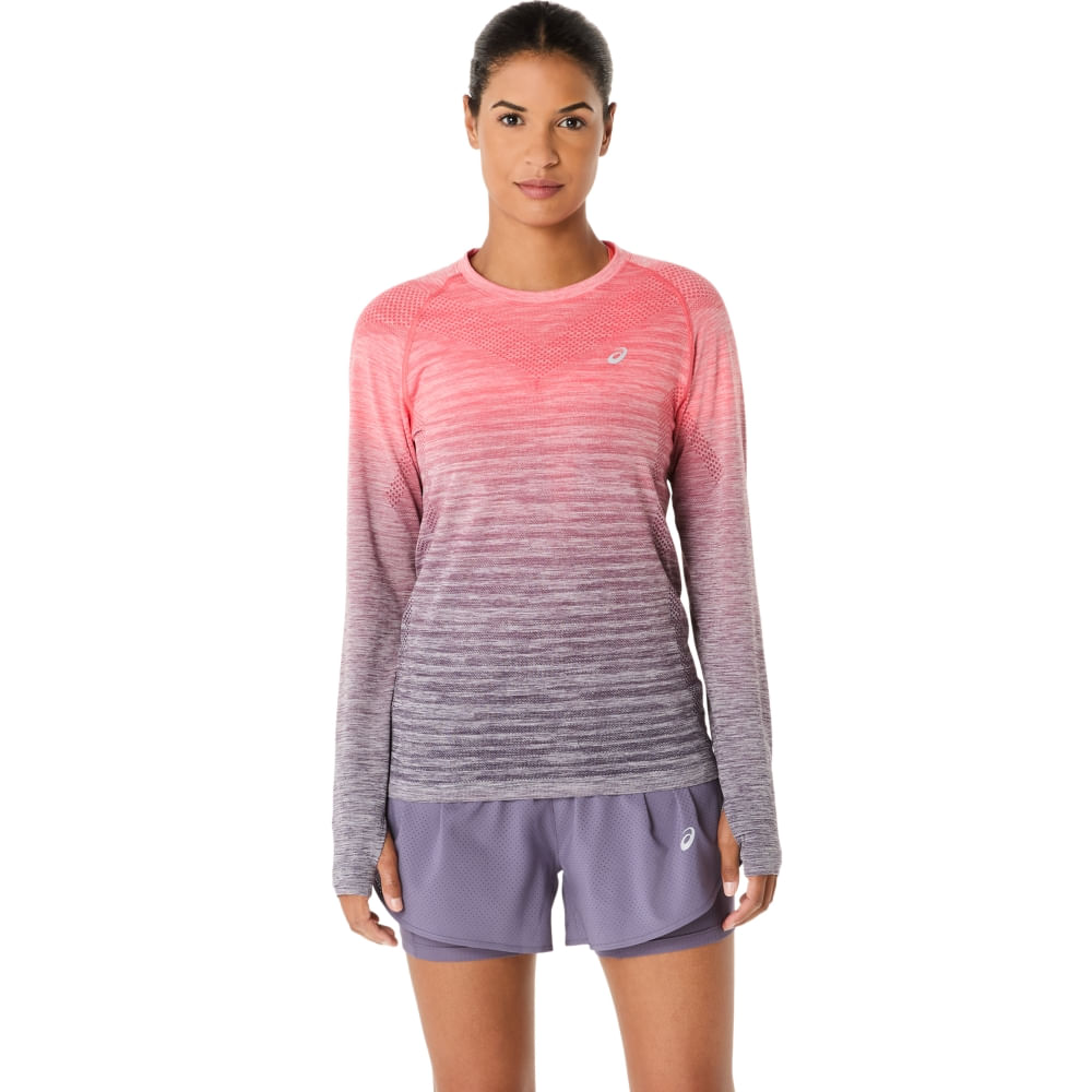 Camiseta ASICS Manga Longa Seamless - Feminino - Rosa/Roxo - tam: PP