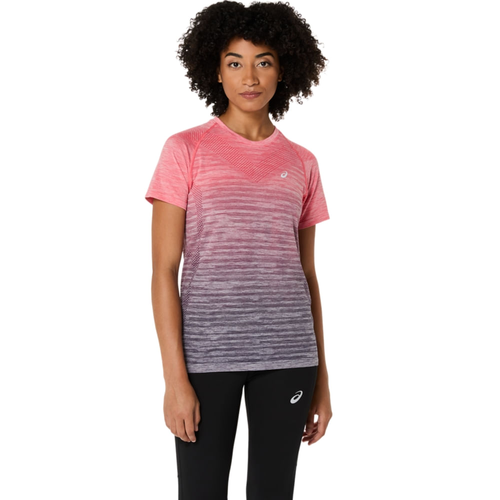 Camiseta ASICS Seamless - Feminino - Rosa/Roxo - tam: P