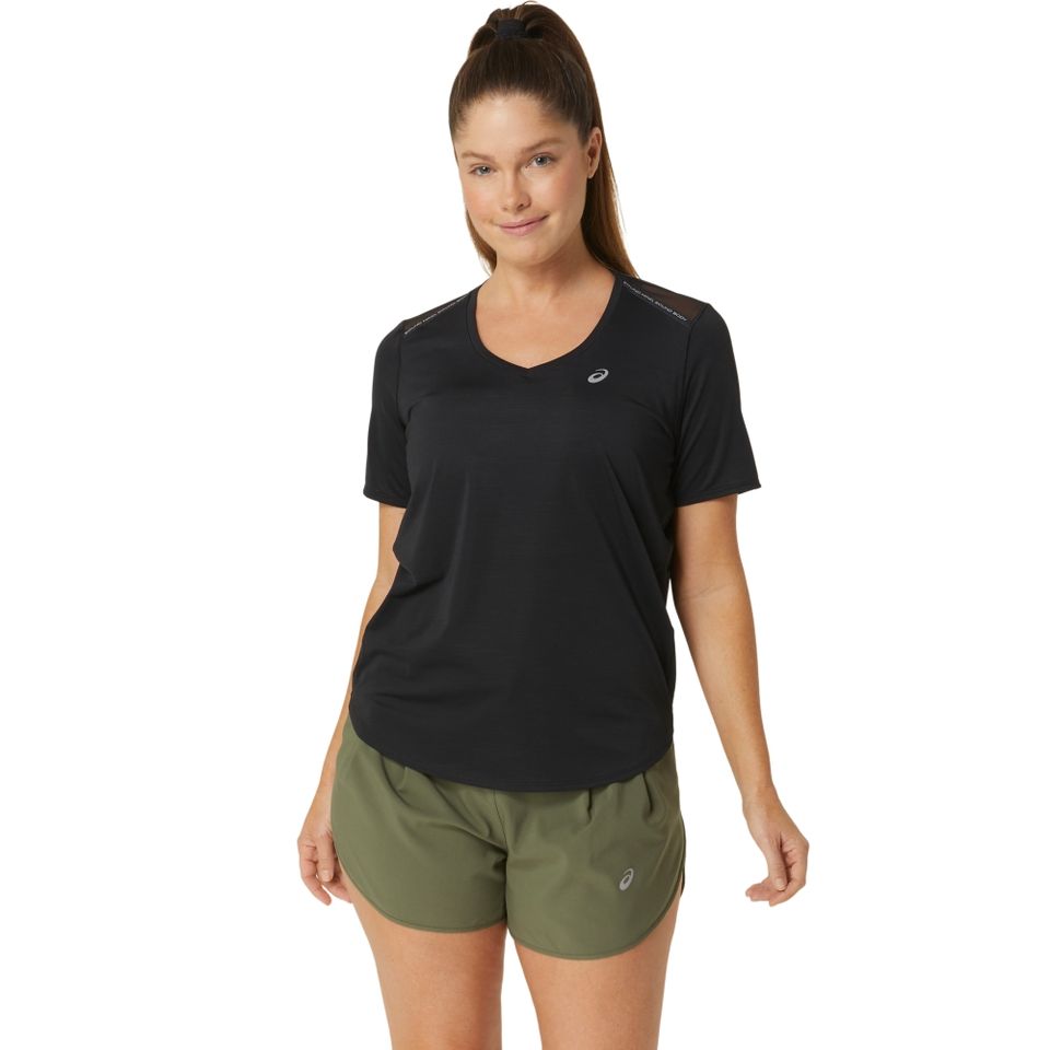 Camiseta Asics Road Gola V - Feminino - Preto