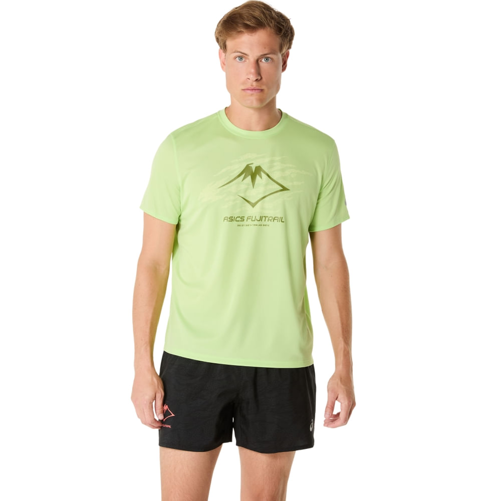 Camiseta ASICS Fujitrail Logo – Masculino – Verde/Amarelo/Verde