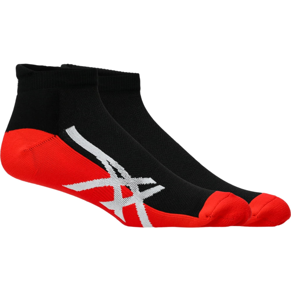 Meia ASICS Cushion Single Tab - Unissex - Preto/Vermelho