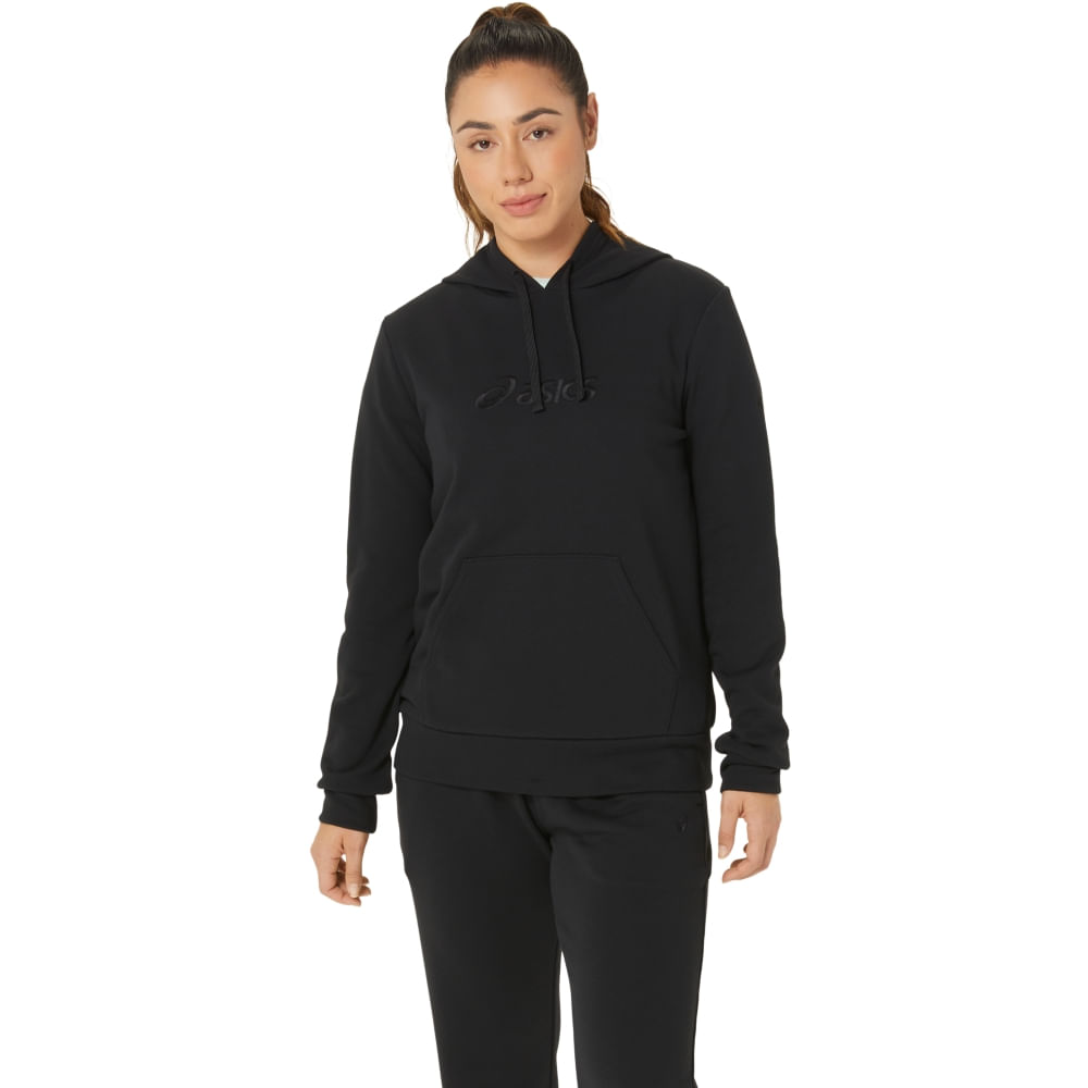 Blusa ASICS Moletom French Terry Pullover - Feminino - Preto