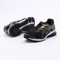 tenis asics preto e dourado