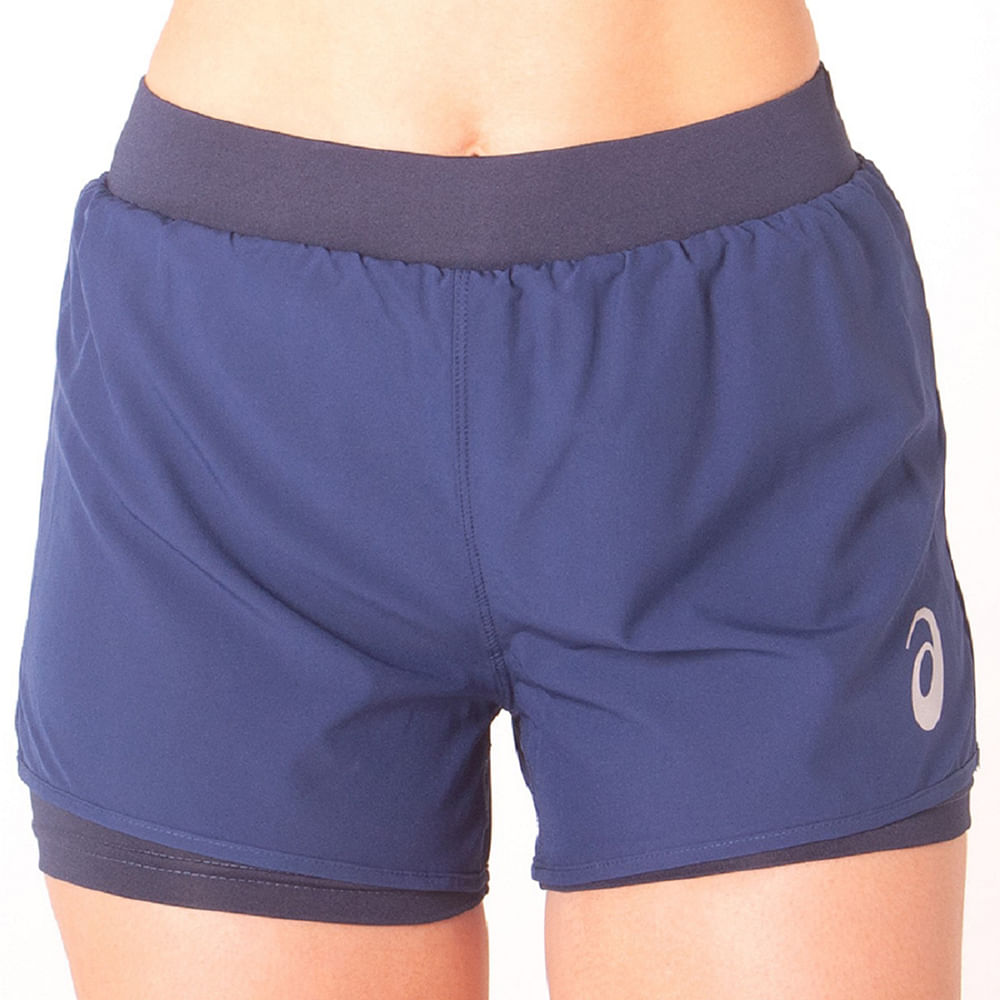 short asics core 2 em 1 feminino