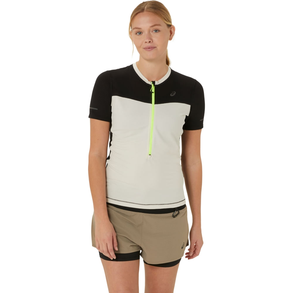 Camiseta ASICS Fujitrail – Feminino – Bege/Preto