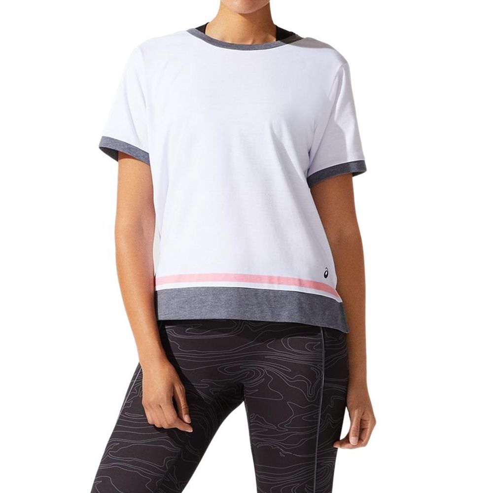 Camiseta ASICS Color Block - Branca - Feminina