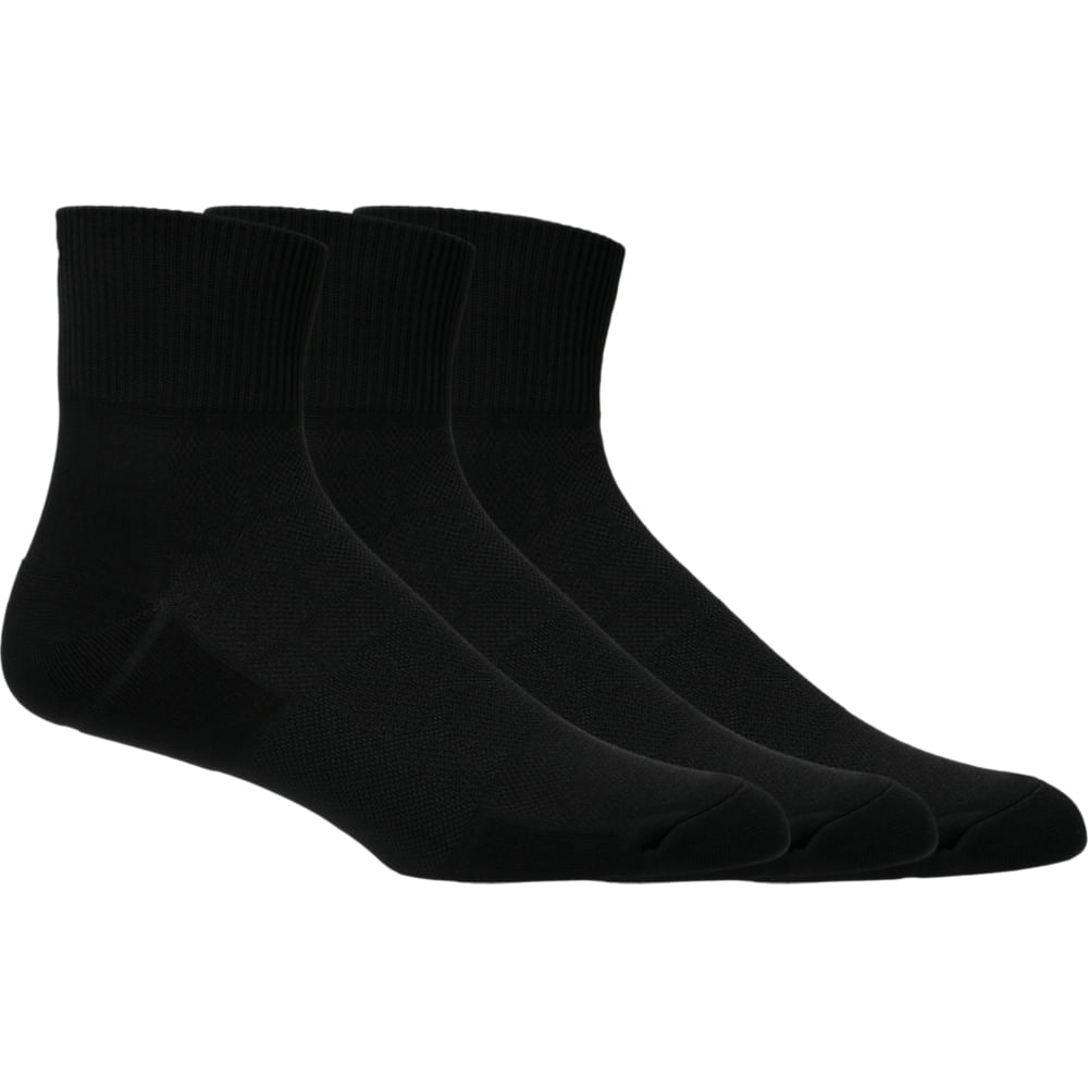 Meia ASICS Running Quarter 3 Pack - Unissex - Preto - tam: M