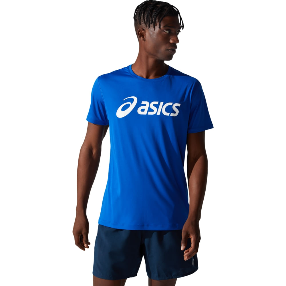 Camiseta ASICS Silver Logo - Masculino - Azul/Branco