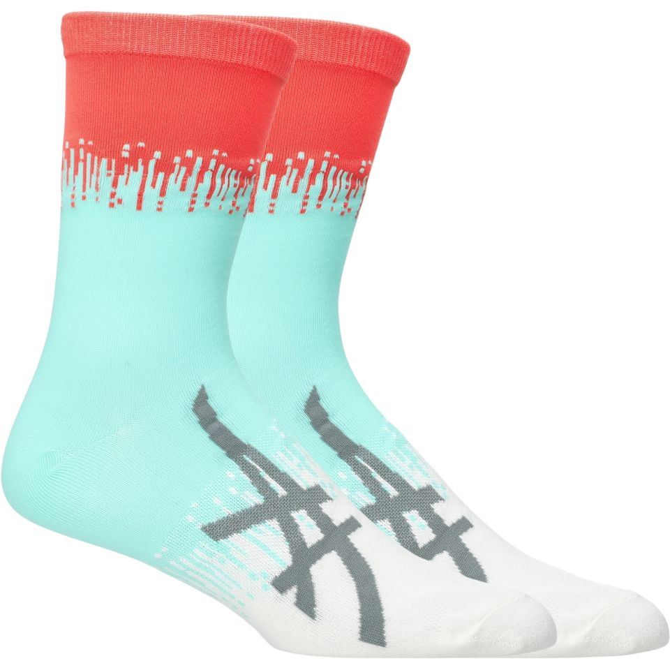 Meia Asics Light Mesh Crew  - Unissex - Verde/Branco