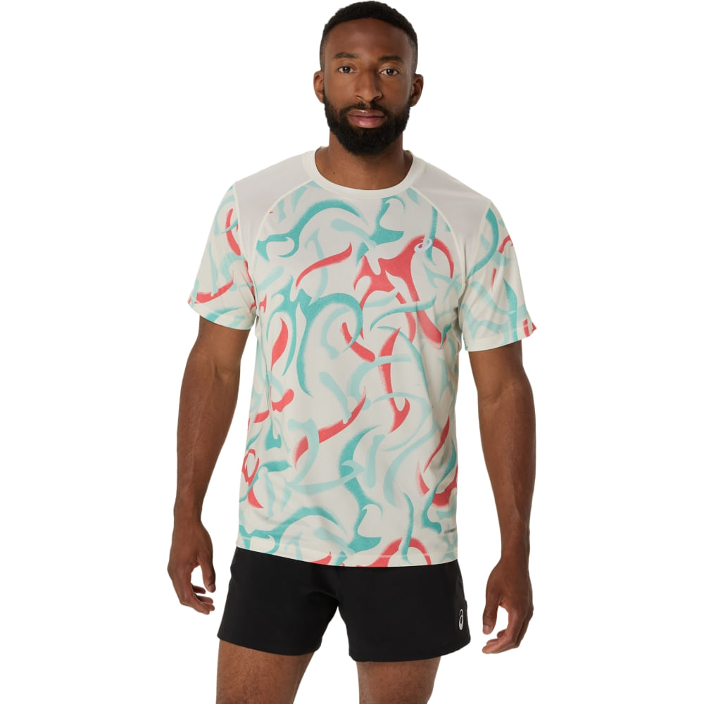 Camiseta ASICS Road All Over Print – Masculino – Bege