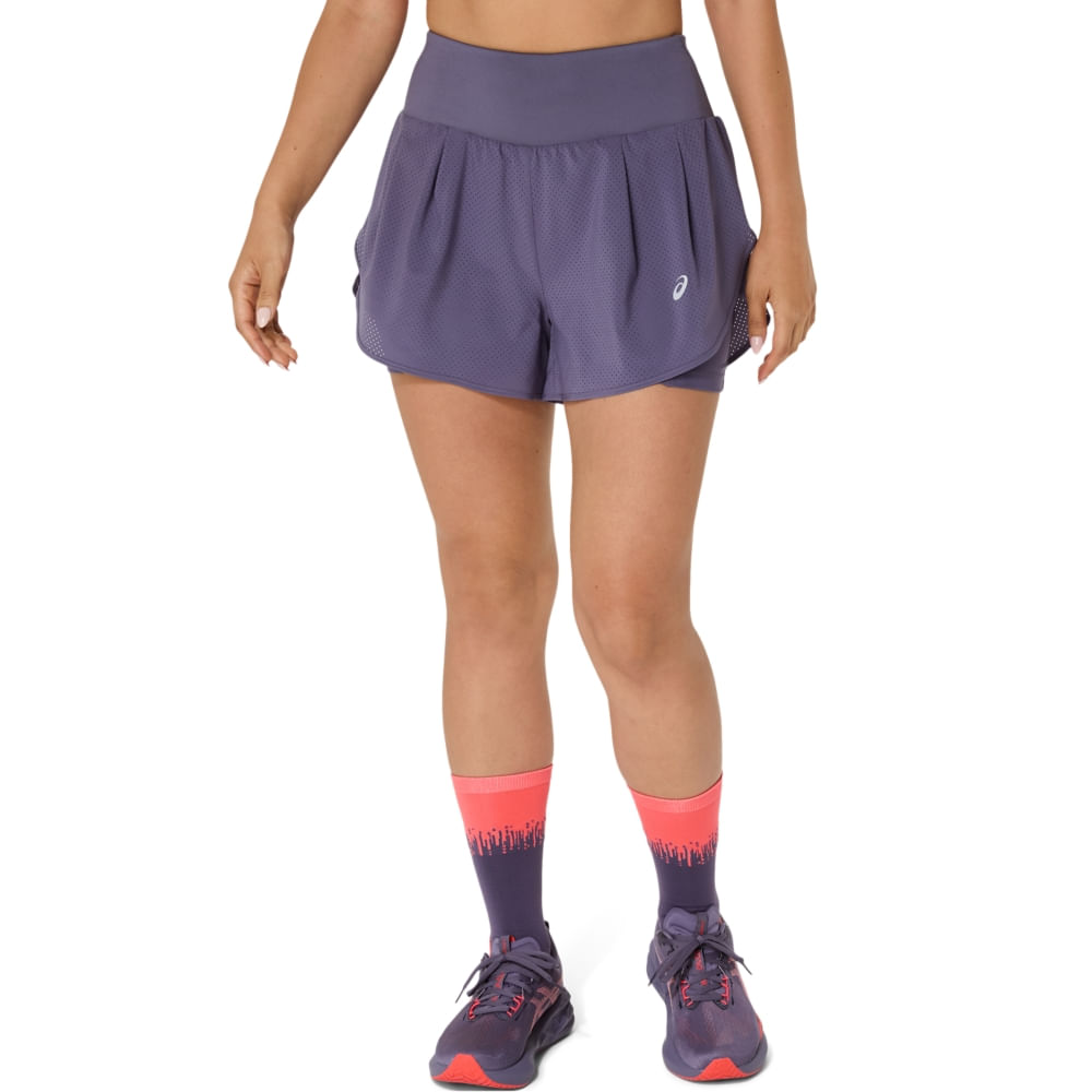 Shorts ASICS Road 2-N-1 3.5In - Feminino - Roxo