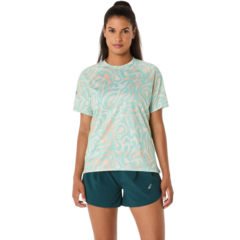 Camiseta ASICS Road Lite-Show – Feminino – Verde/Colorido