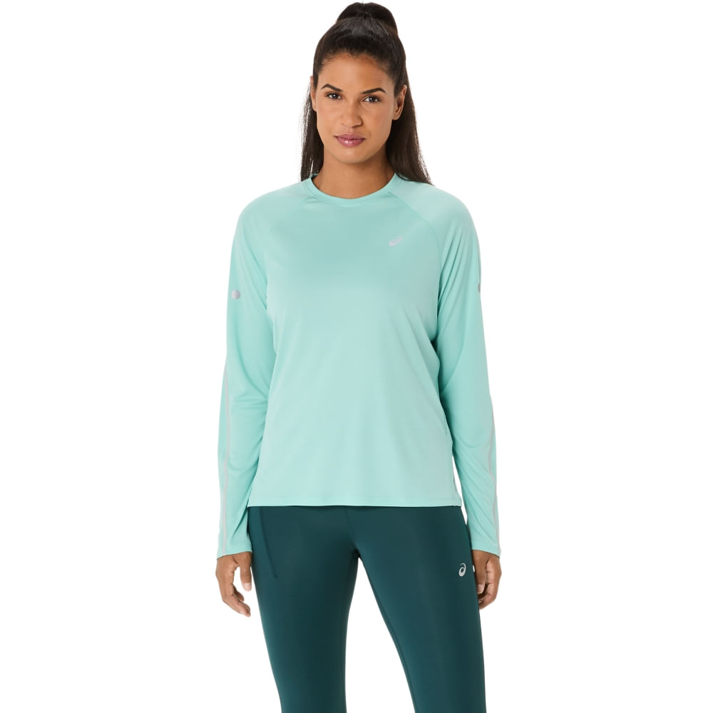Camiseta ASICS Manga Longa Road Lite-Show 1/2 Zíper - Feminino - Verde - tam: M