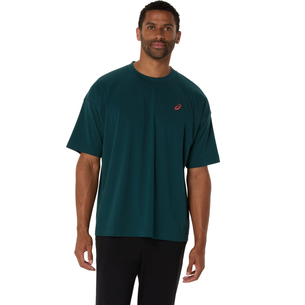 Camiseta ASICS Spiral Relaxed Fit Embroidery – Masculino – Verde