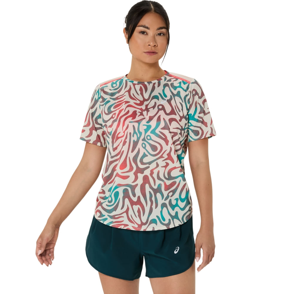 Camiseta ASICS Road All Over Print - Feminino - Bege - tam: G