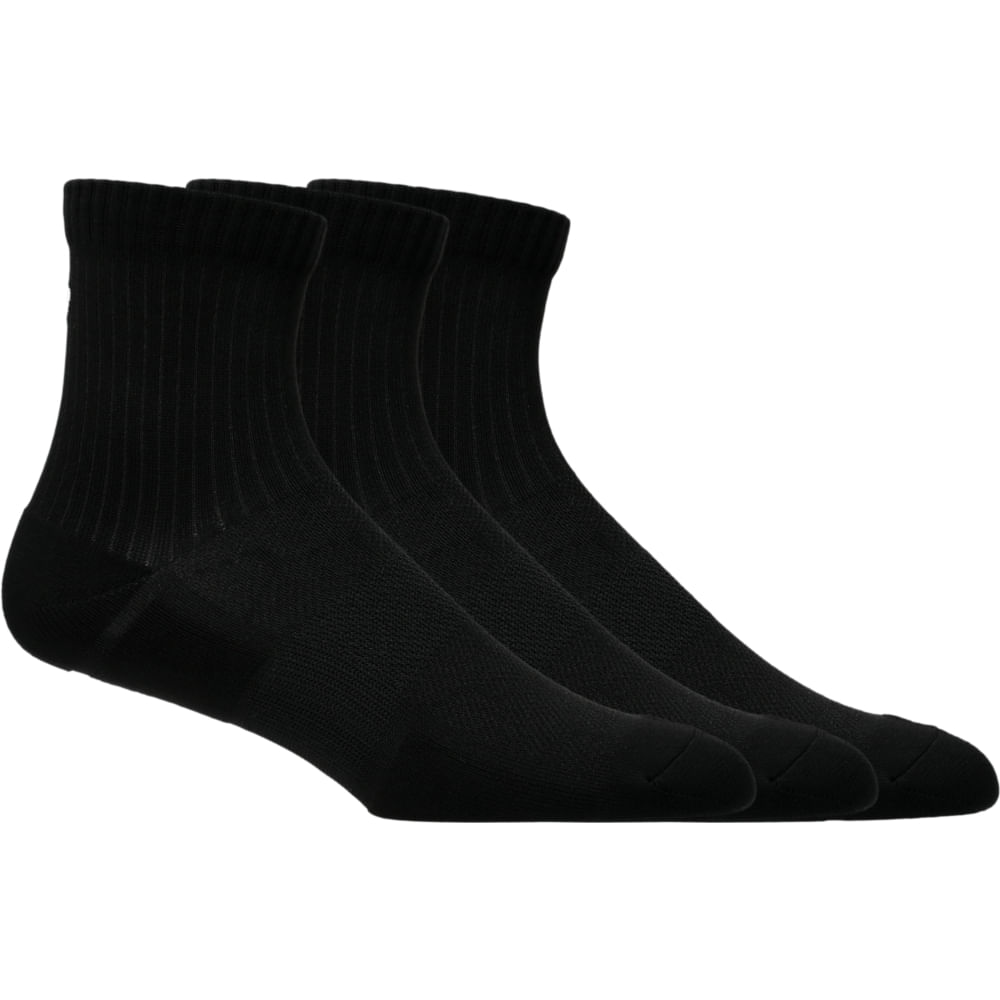 Meia ASICS Practice Quarter 3 Pack - Unissex - Preto - tam: P