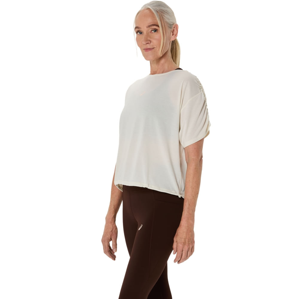 Camiseta ASICS Nagino Run Adjustable - Feminino - Bege - tam: P — foto 3