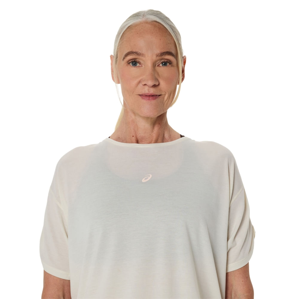 Camiseta ASICS Nagino Run Adjustable - Feminino - Bege - tam: P — foto 4