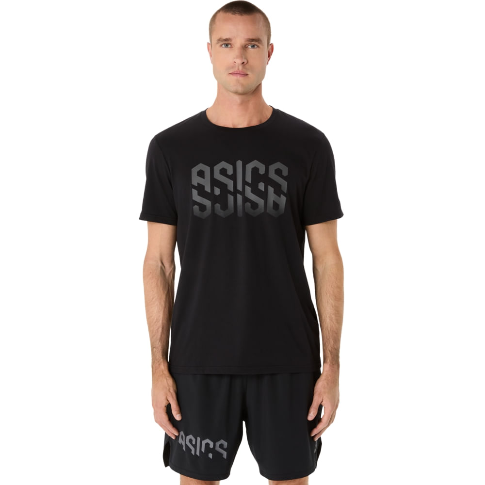 Camiseta ASICS Hex Graphic Cotton Blend – Masculino – Preto