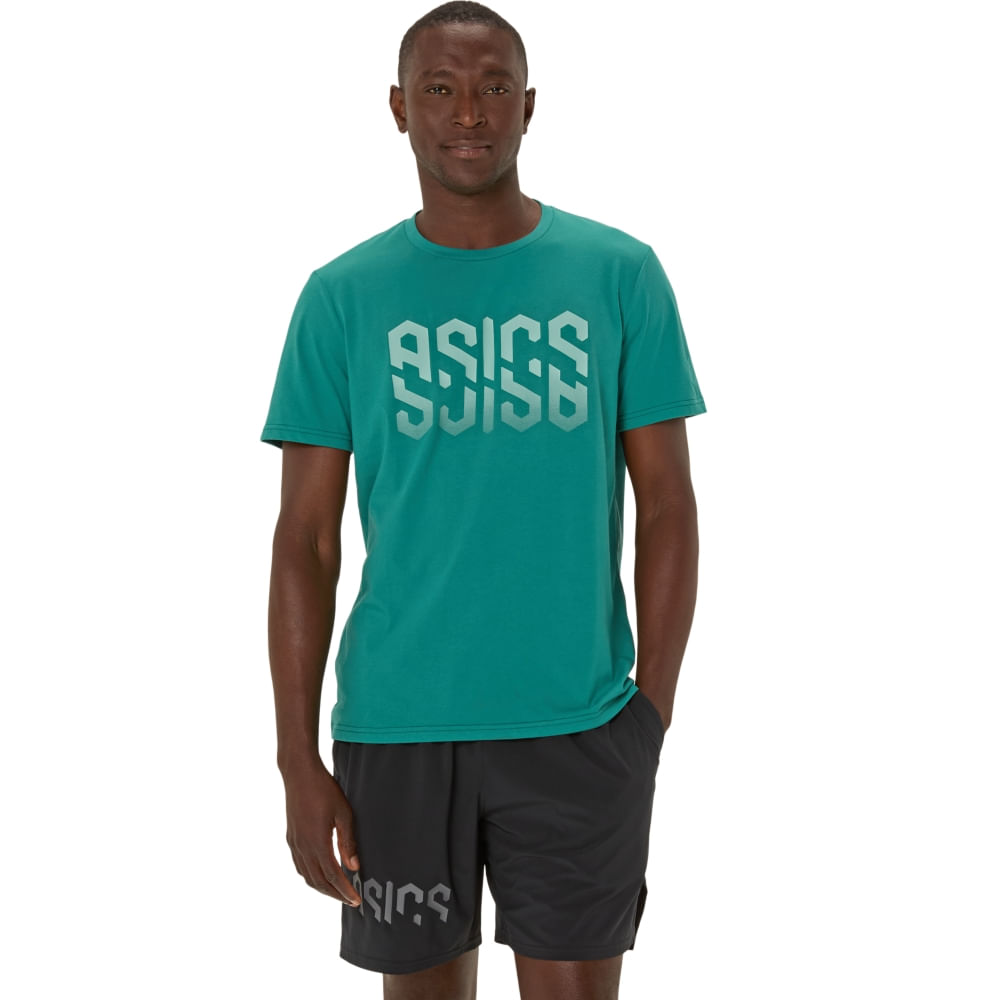Camiseta ASICS Hex Graphic Cotton Blend - Masculino - Verde