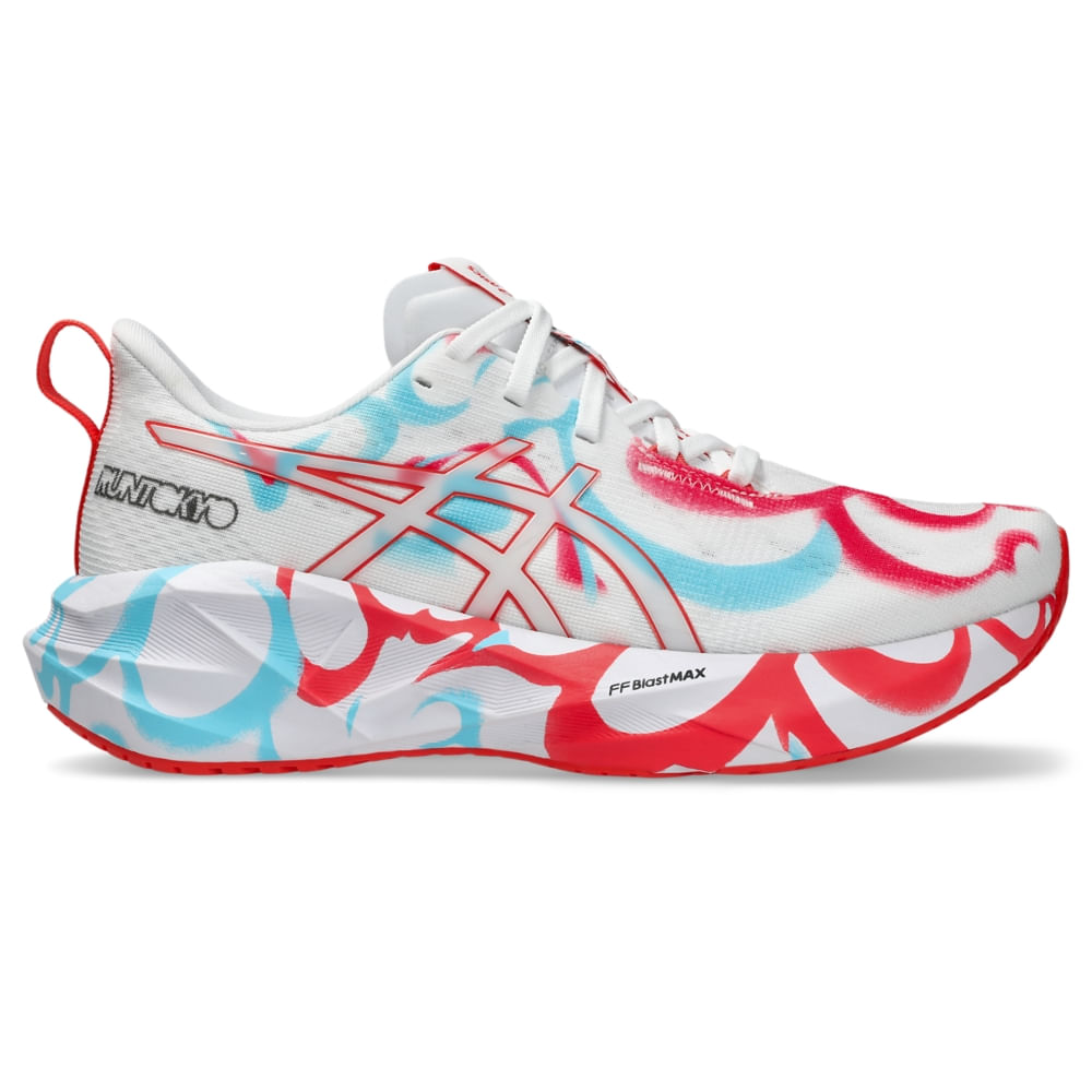 Tênis ASICS Novablast 5 Tokyo – Feminino – Branco/Rosa