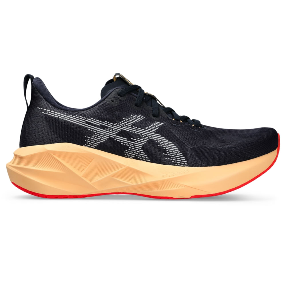 Tênis ASICS Novablast 5 - Masculino - Azul/Laranja