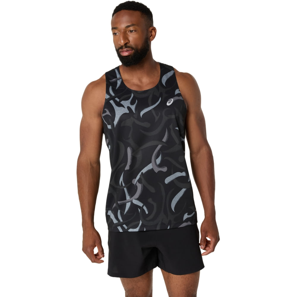 Regata ASICS Road All Over Print - Masculino - Preto