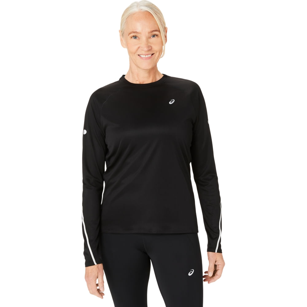 Camiseta ASICS Manga Longa Road Lite-Show 1/2 Zíper - Feminino - Preto - tam: P