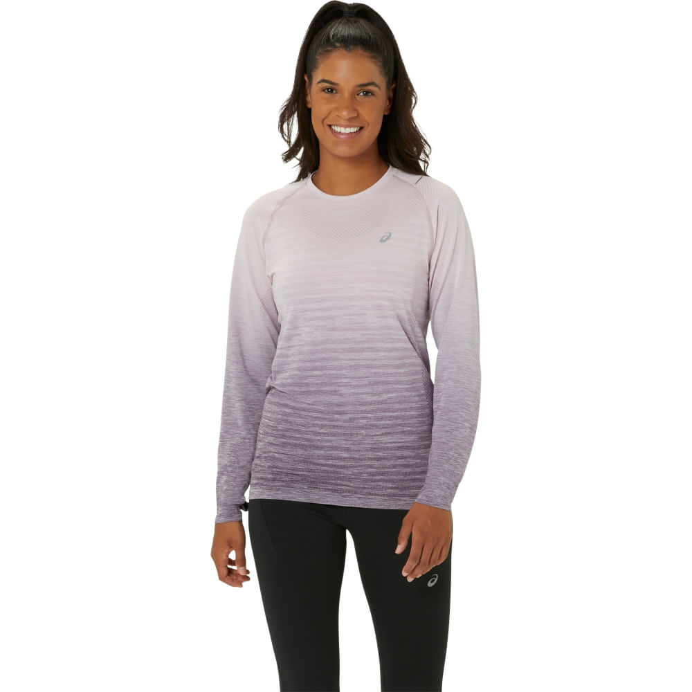 Camiseta ASICS Manga Longa Seamless - Feminino - Rosa/Roxo - tam: G