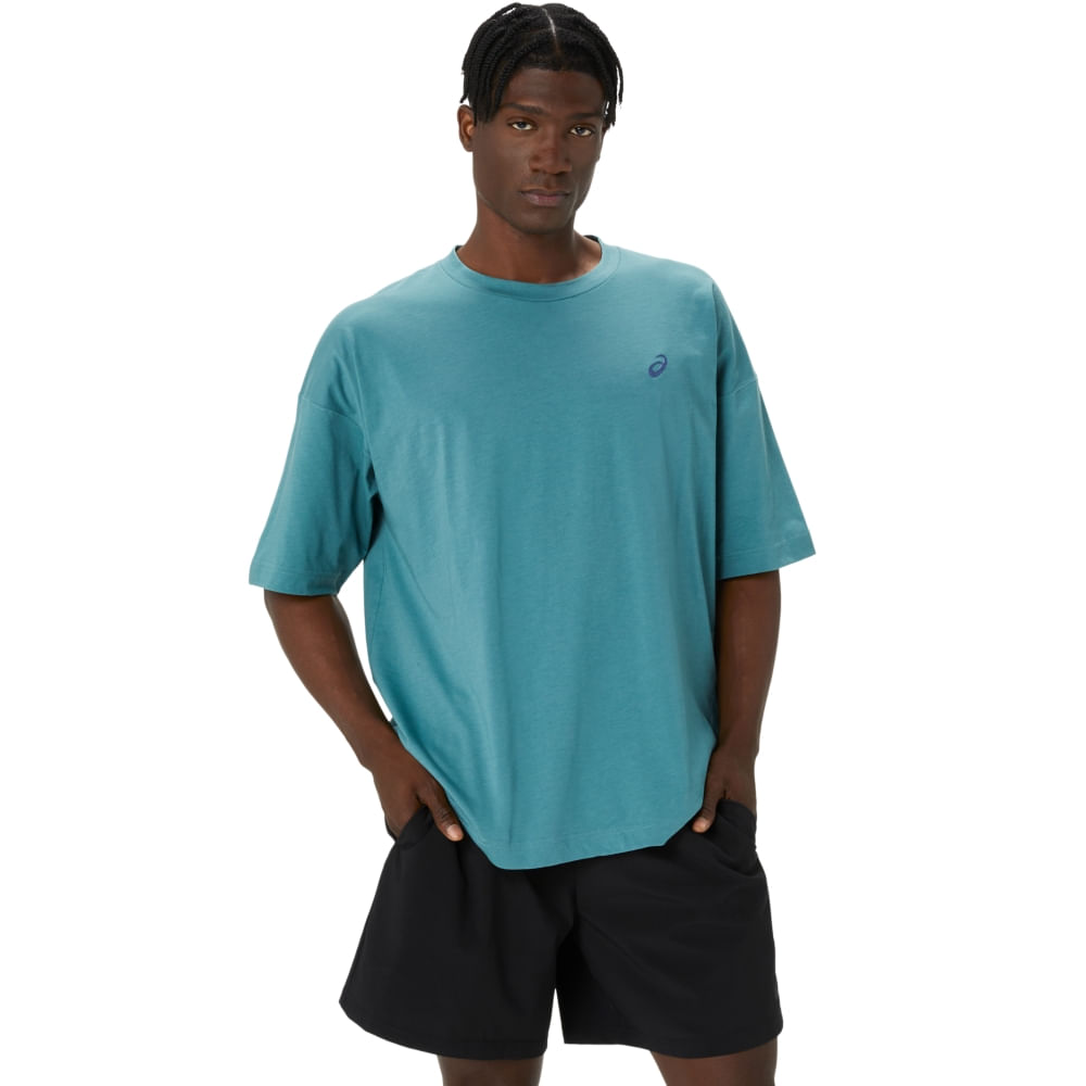Camiseta ASICS Spiral Relaxed Fit Embroidery - Masculino - Verde - tam: M Menor preço em Camiseta ASICS Spiral Relaxed Fit Embroidery - Masculino - Verde - tam: M