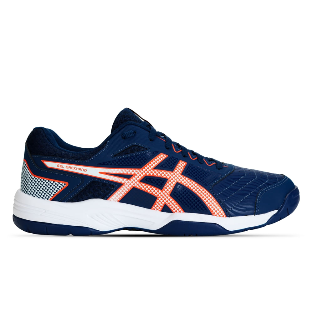 Tênis ASICS GEL-Backhand - Masculino - Azul/Laranja - tam: 43 Menor preço em Tênis ASICS GEL-Backhand - Masculino - Azul/Laranja - tam: 43