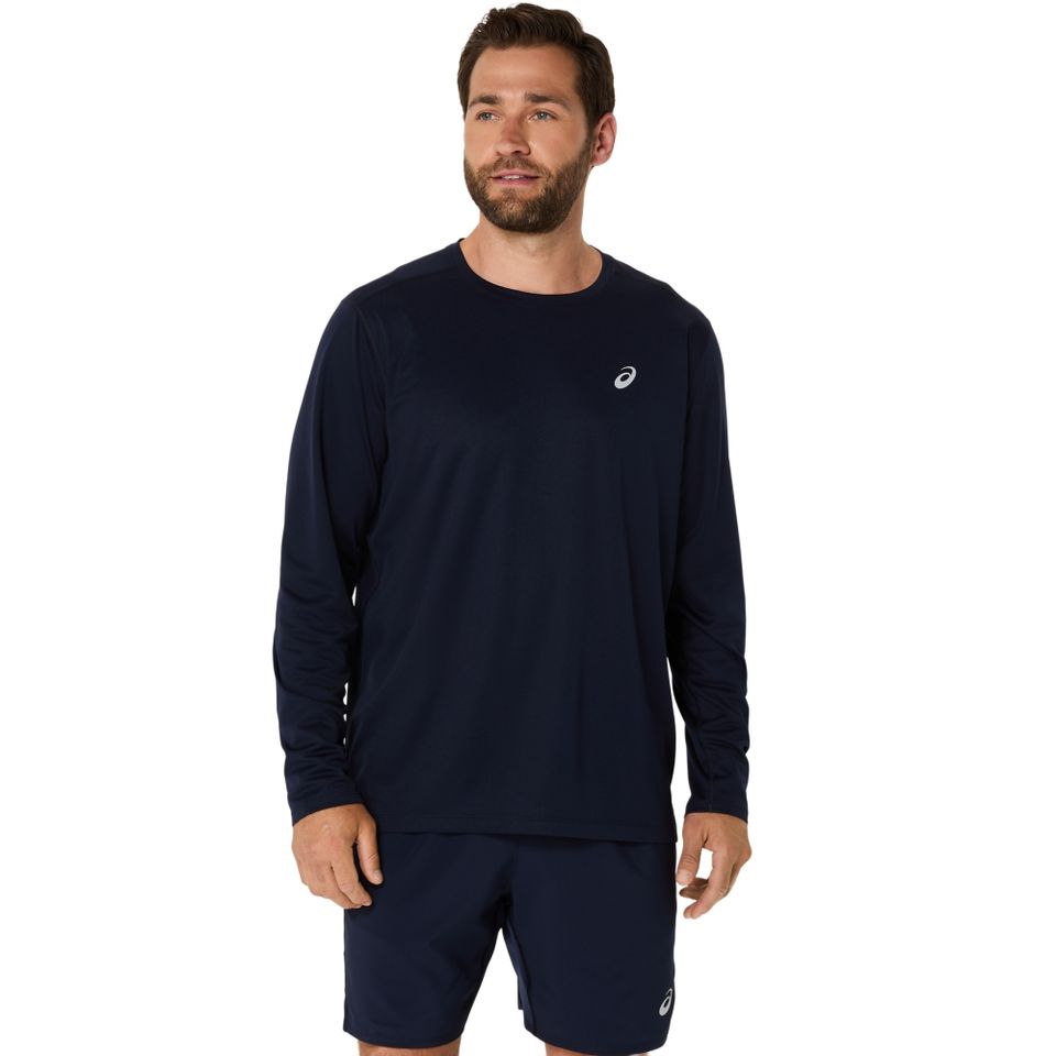 Camiseta Asics Manga Longa Silver - Masculino - Azul Marinho