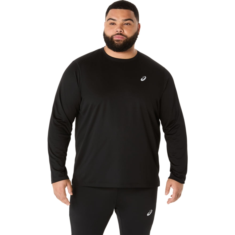 Camiseta ASICS Manga Longa Silver - Masculino - Preto - tam: G