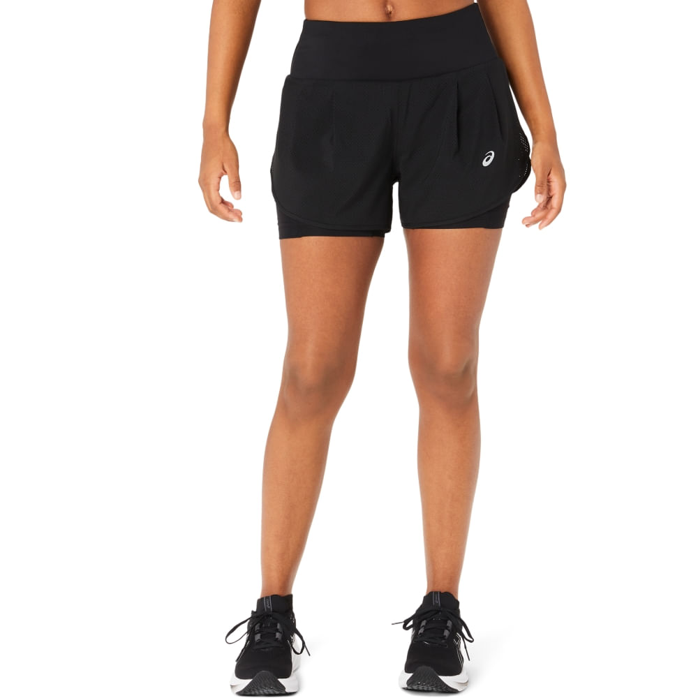 Shorts ASICS Road 2-N-1 3.5In – Feminino – Preto/Preto