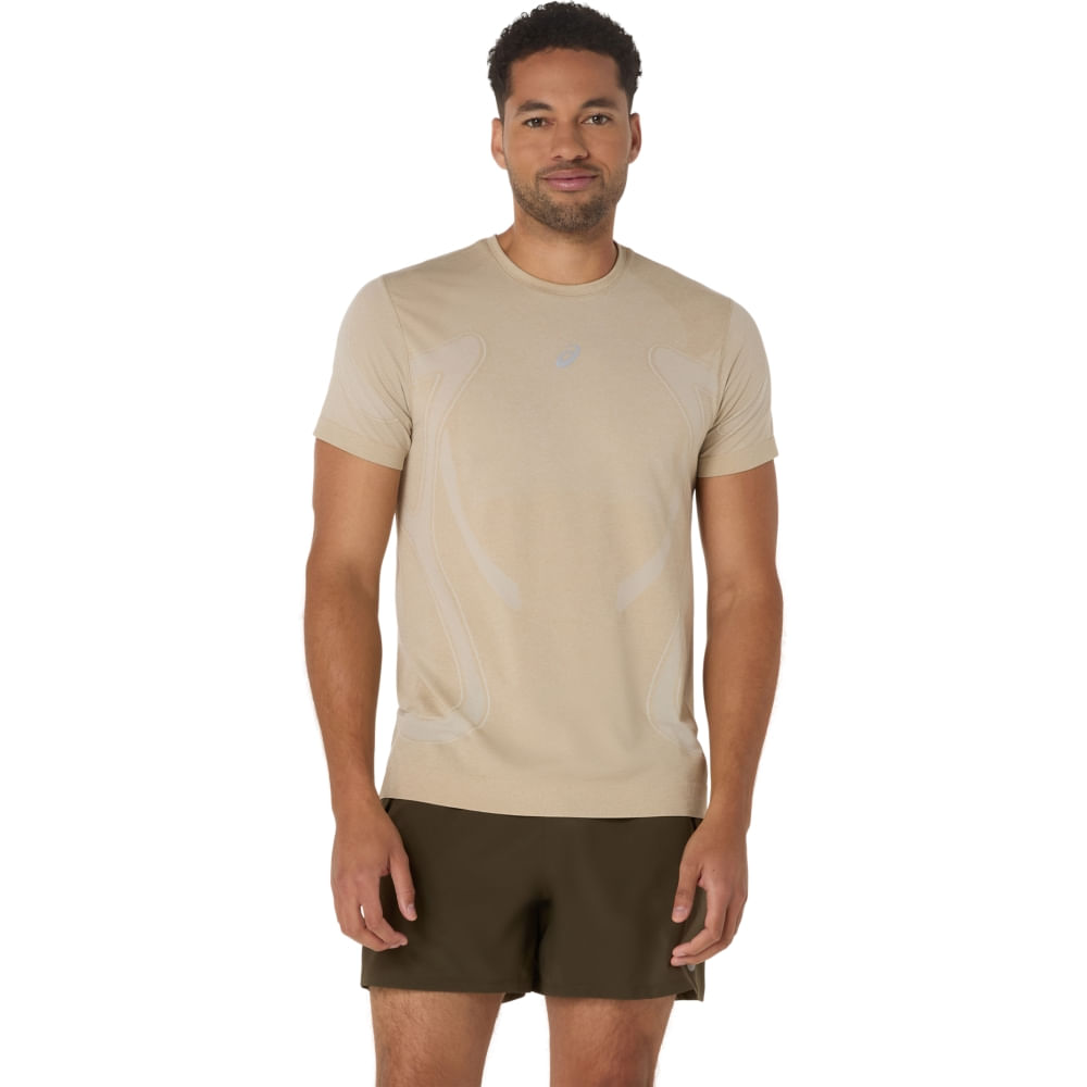 Camiseta ASICS Road Seamless - Masculino - Bege