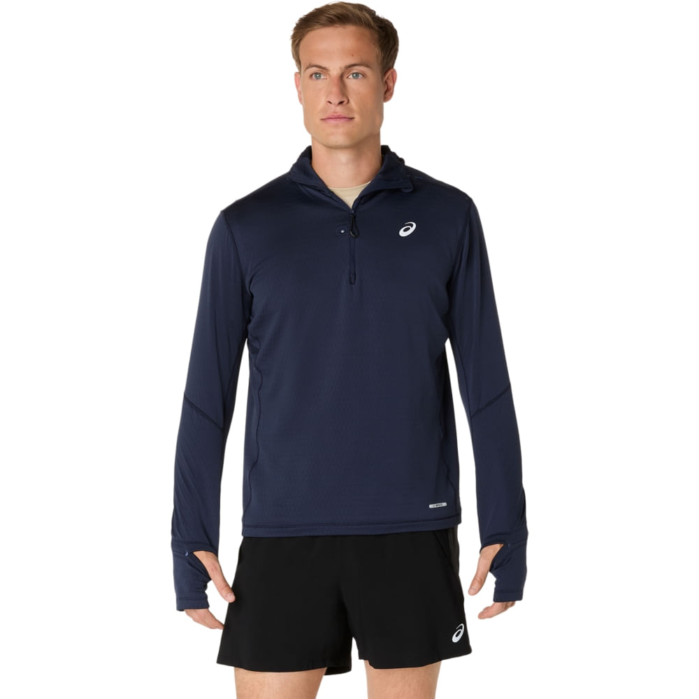 Blusão ASICS Road Winter Hoodie - Masculino - Azul - tam: 3G