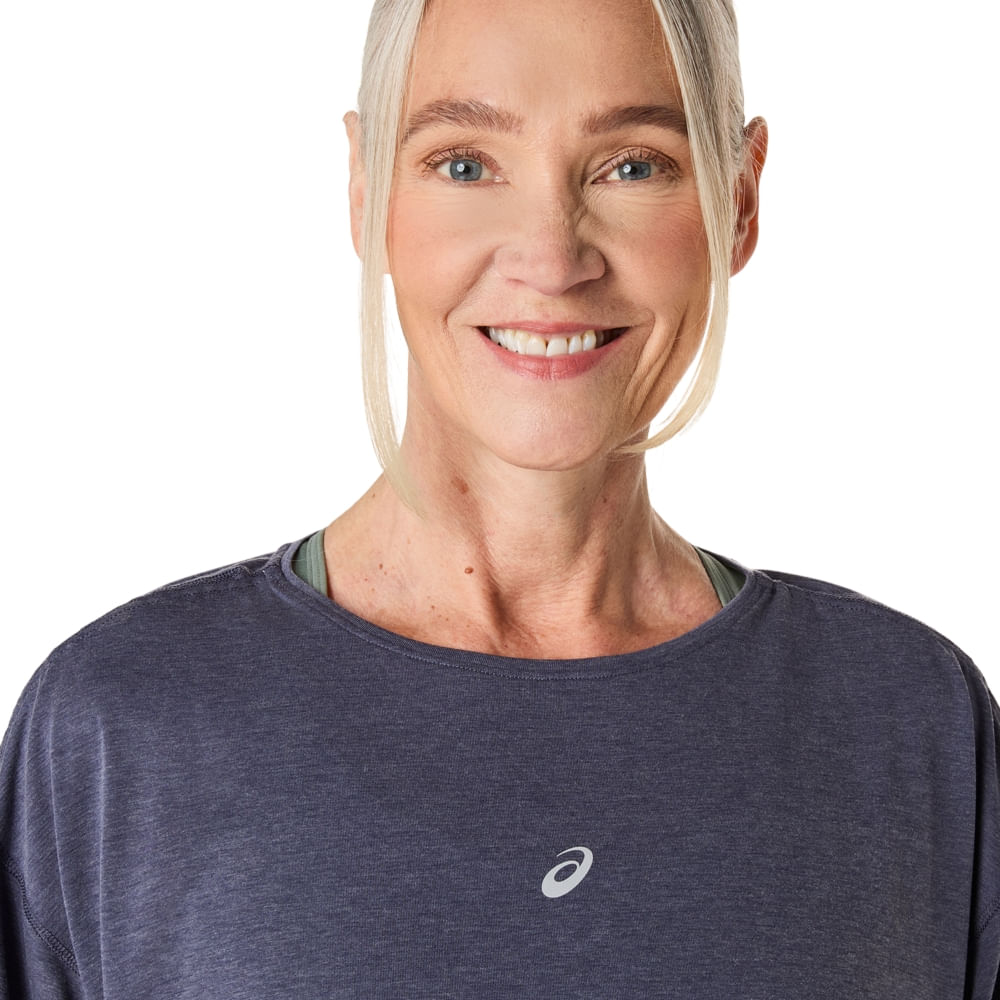 Camiseta ASICS Nagino Run Adjustable - Feminino - Azul - tam: 3G — foto 4